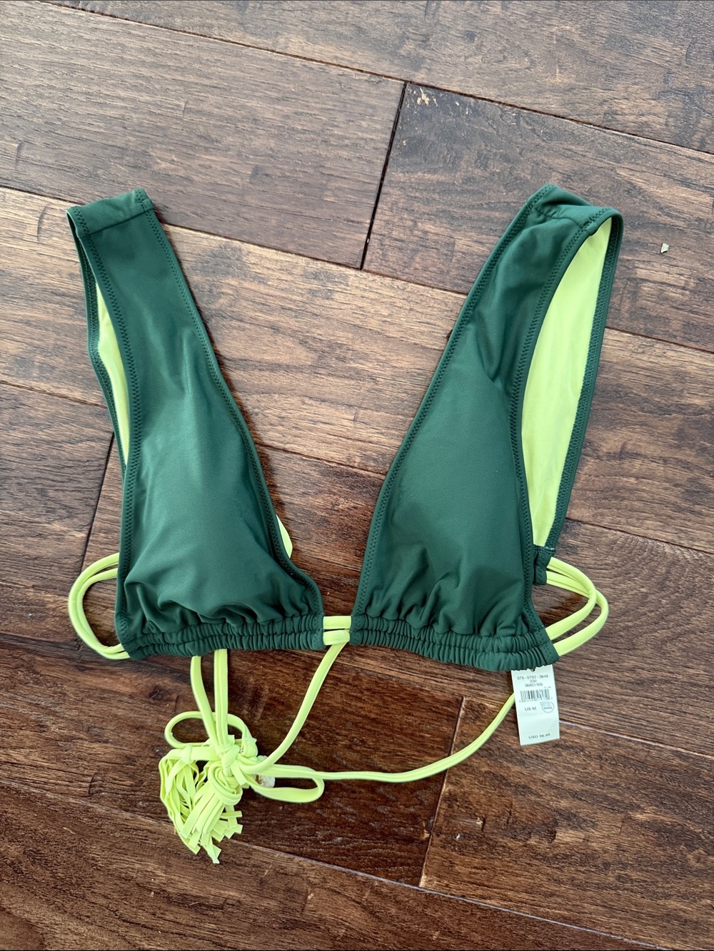 aerie Dark Green & Lime Reversible Bikini Top